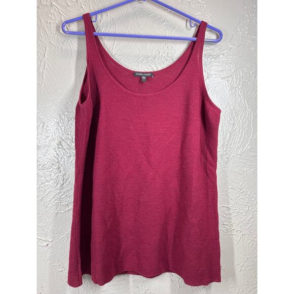 Eileen Fisher Womens Tank Top Red Sleeveless Italian Yarn 100% Wool Size Large - Picture 1 of 5